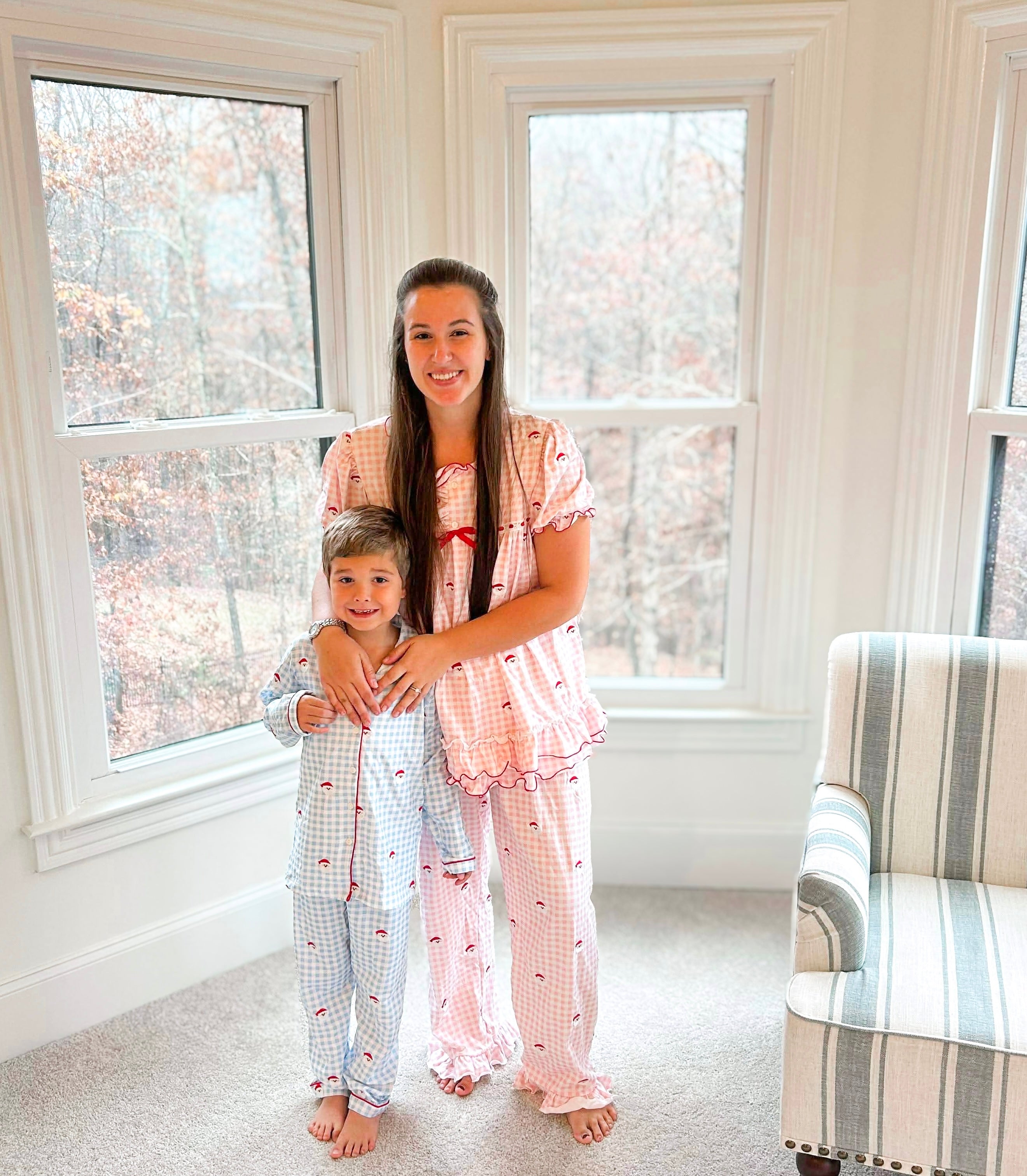 Women's Embroidered Santa Knit Lounge Pant Set