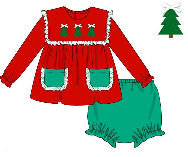 Girls French Knot Trees Bloomer Set