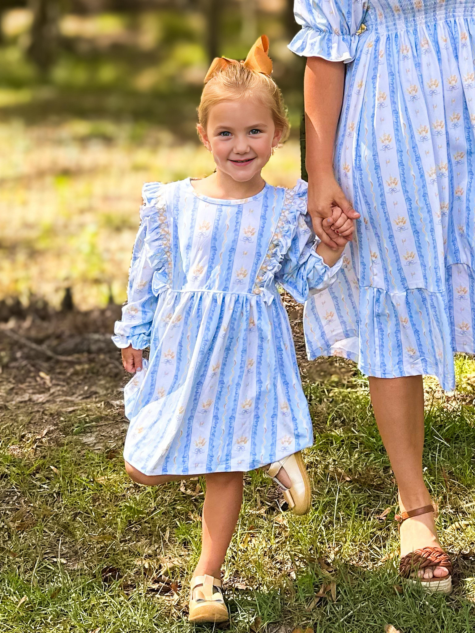 Girls Wheat Bows Bloomer Set (and dress) RTS
