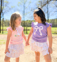 Girls Appliqué 2-Tops Skort Set