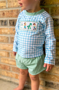 Boys Smocked Toy Friends 2-Piece Swim Trunk Set