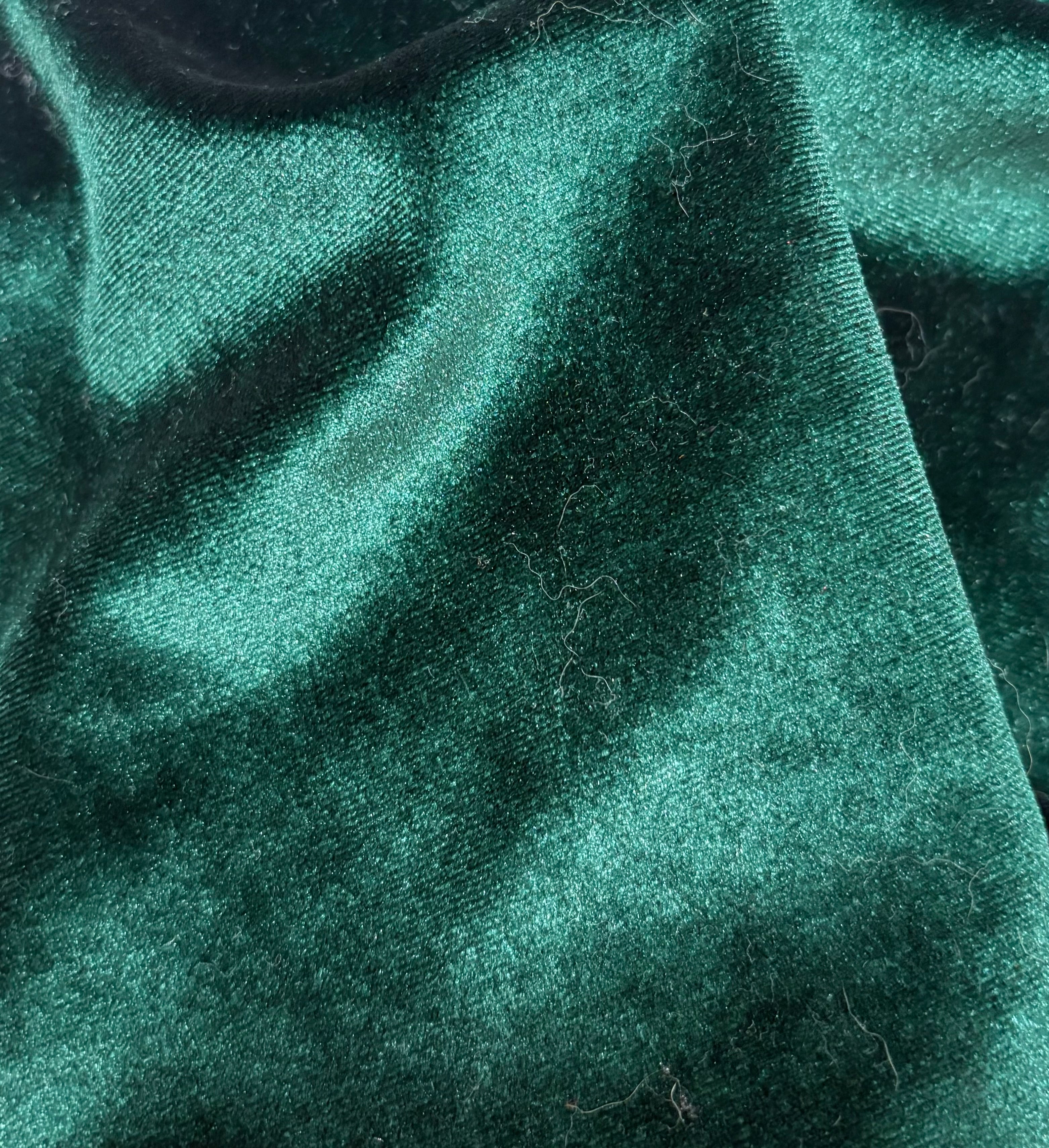 Girls Green Velvet Smocked Bubble