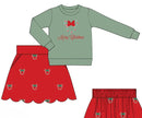 PRE ORDER Girls Embroidered Candy Cane Mouse Skort and Sweatshirt Set | ETA to LBS: OCTOBER