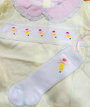 Girls Emboirdered Pencil with 3D Bow Knee High Socks