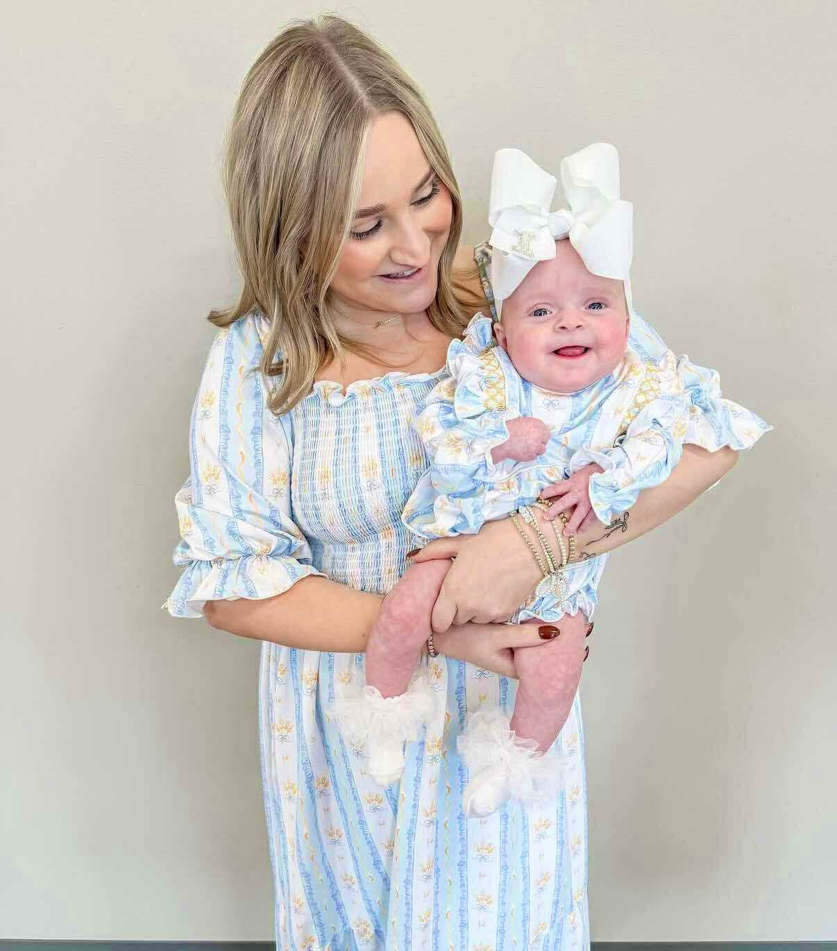 Mom Match Wheat Bows Midi Dress RTS