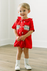 PRE ORDER Boys Smocked Holiday Cheer Bubble | ETA to LBS: OCTOBER