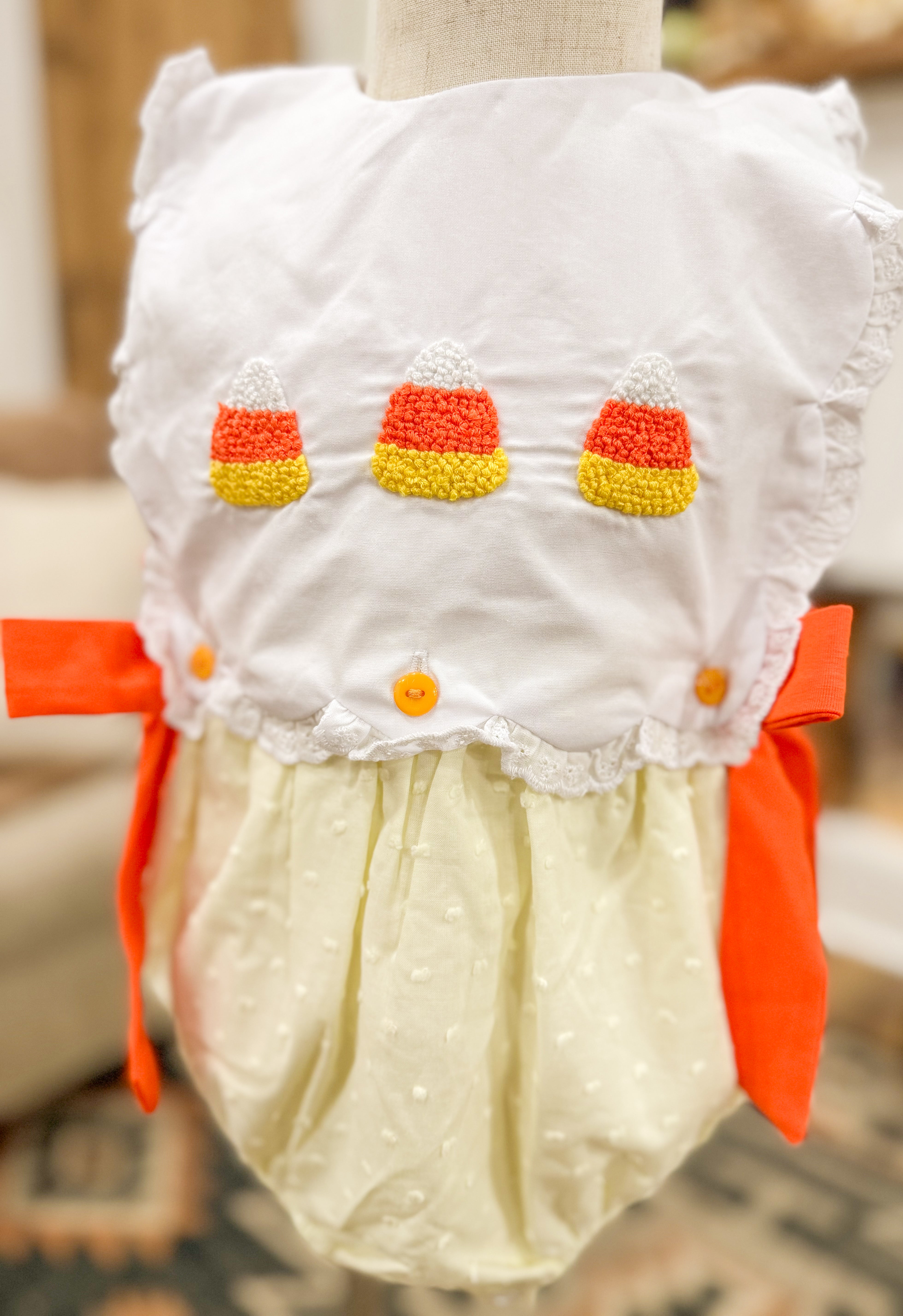 Girls French Knot Candy Corn Bubble