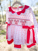 Girls Candy Cane Dreams Smock Bloomer Set