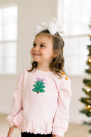 Girls Crotchet Christmas Tree Sweater Only