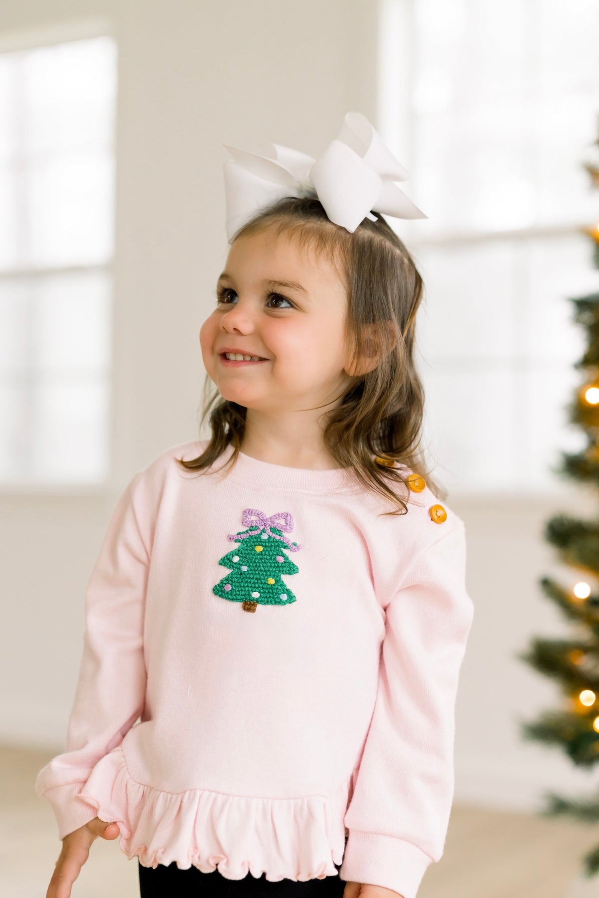 Girls Crotchet Christmas Tree Sweater Only