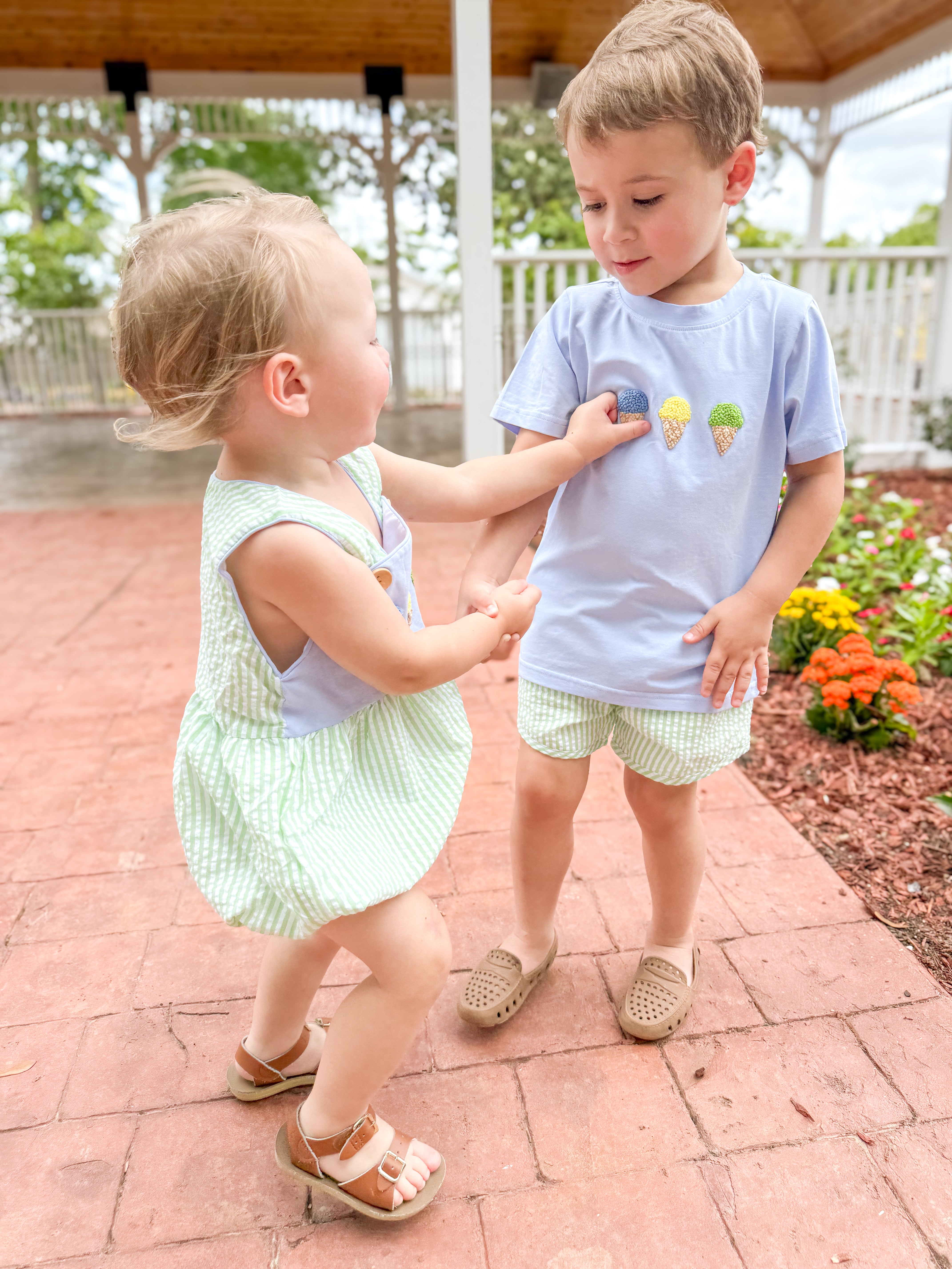Boys French Knot Ice Cream Short Set