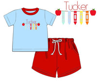 PRE ORDER Boys Pencil Embroidery Short Set ETA: JULY