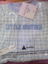 Boys “LITTLE BROTHER” French Knot Gown