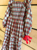 Womens Tartan Plaid Smocked Dress