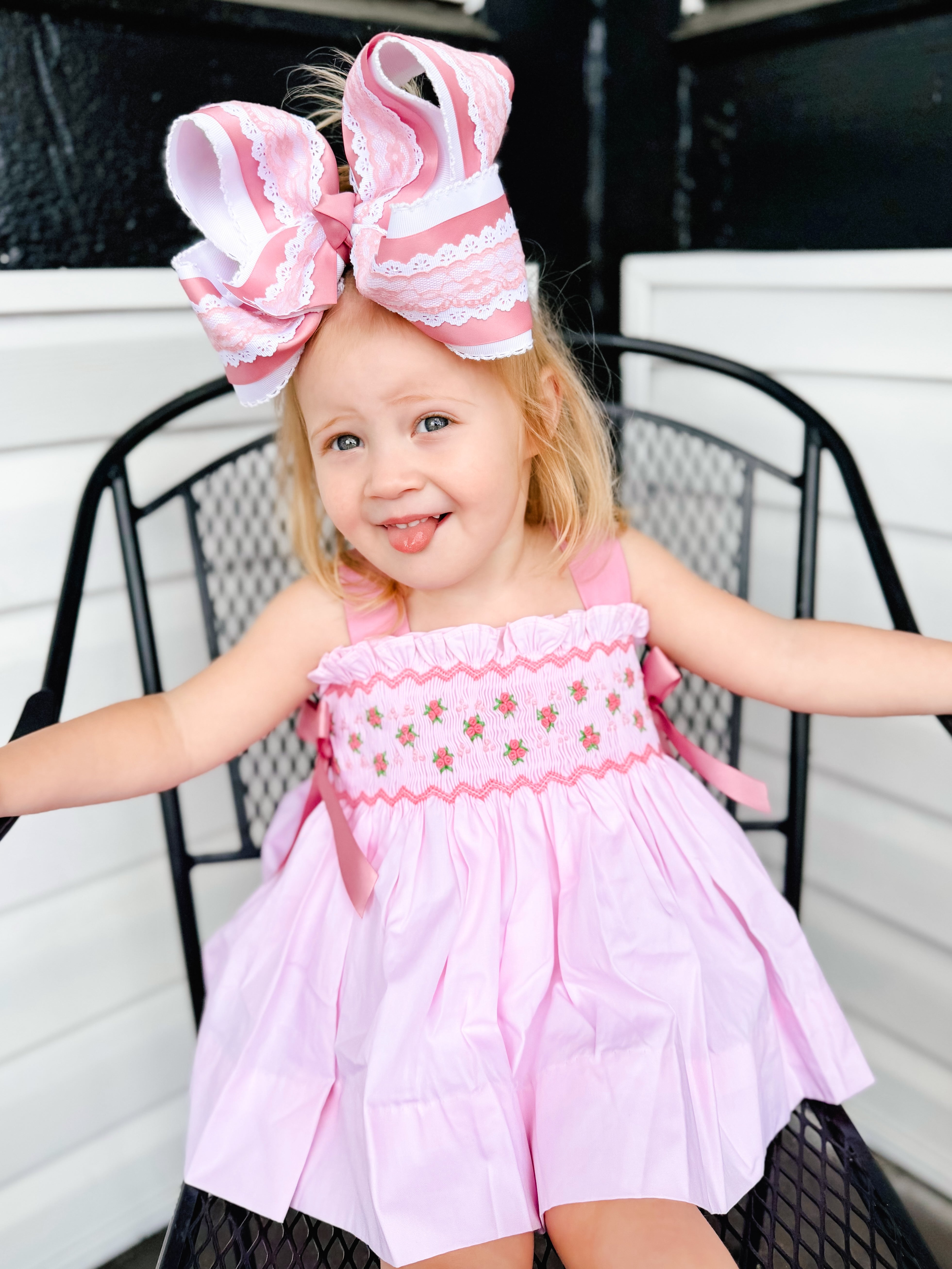 Girls Floral Heirloom Smocked Bloomer Set & Dress