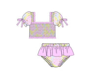 PRE ORDER Girls Retro Floral 2 Piece Smocked Swimsuit ETA: APRIL