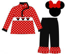 Girls Mouse Smocked Pullover Ruffle Pants Set