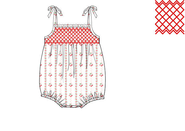 PRE ORDER Girls Smocked Cherry Pop Bubble | ETA to LBS: APRIL