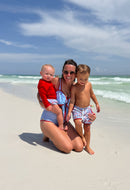 Boys Patriotic Plaid Swim Trunks