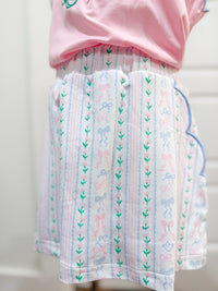 Girls Scalloped Blooming Bows Skort Set
