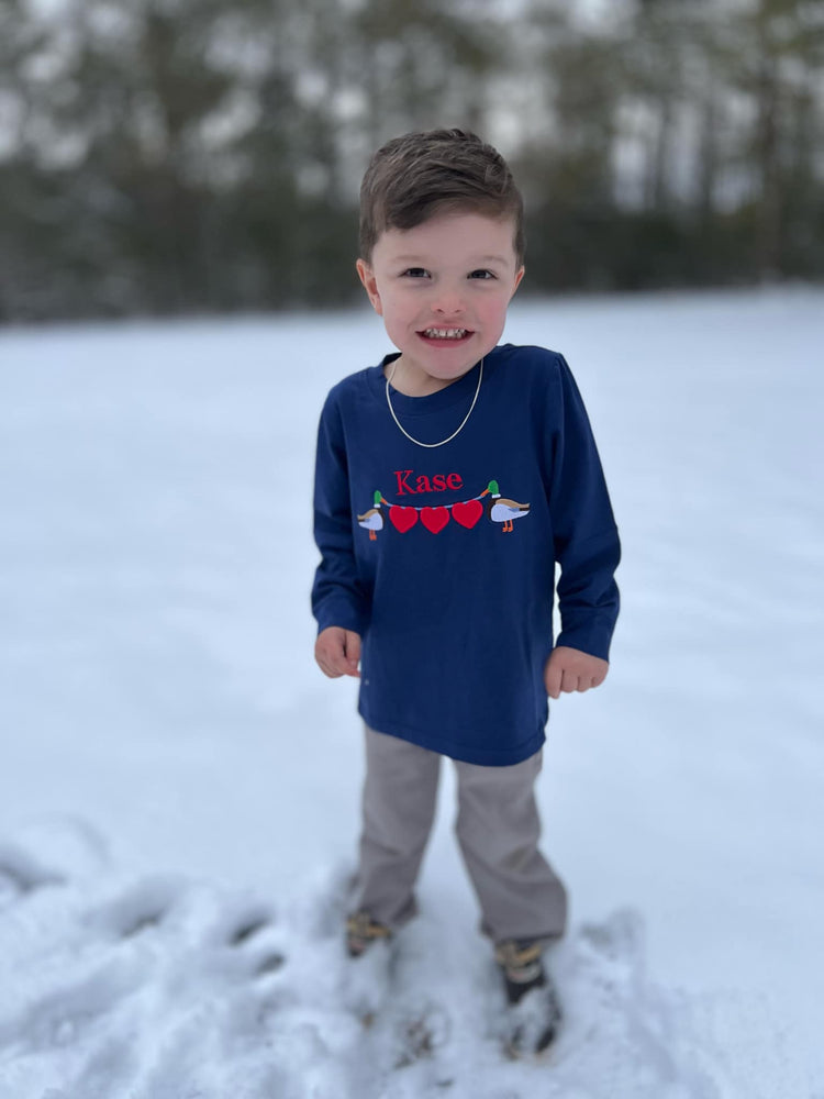 Boys Embroidered Valentine’s Ducks Shirt