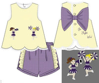 Girls French Knot Go, Fight, Win Ruffle Short Set