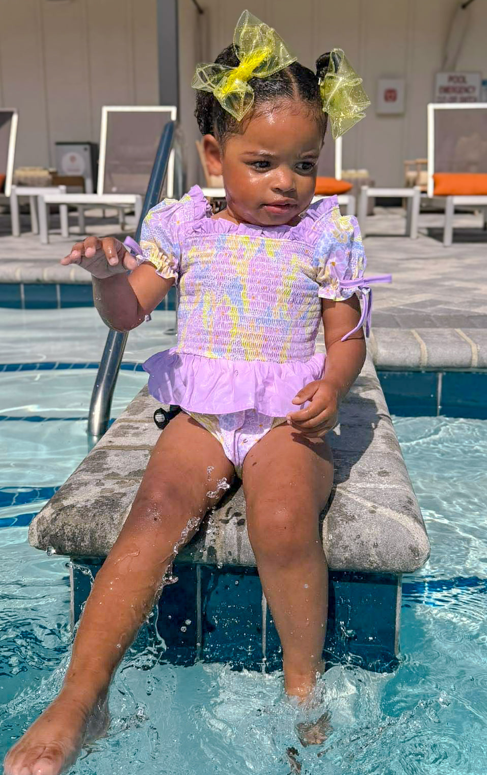 Girls Retro Floral One Piece Swimsuit
