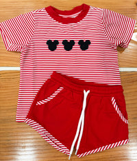 Boys French Knot Mouse Short Set