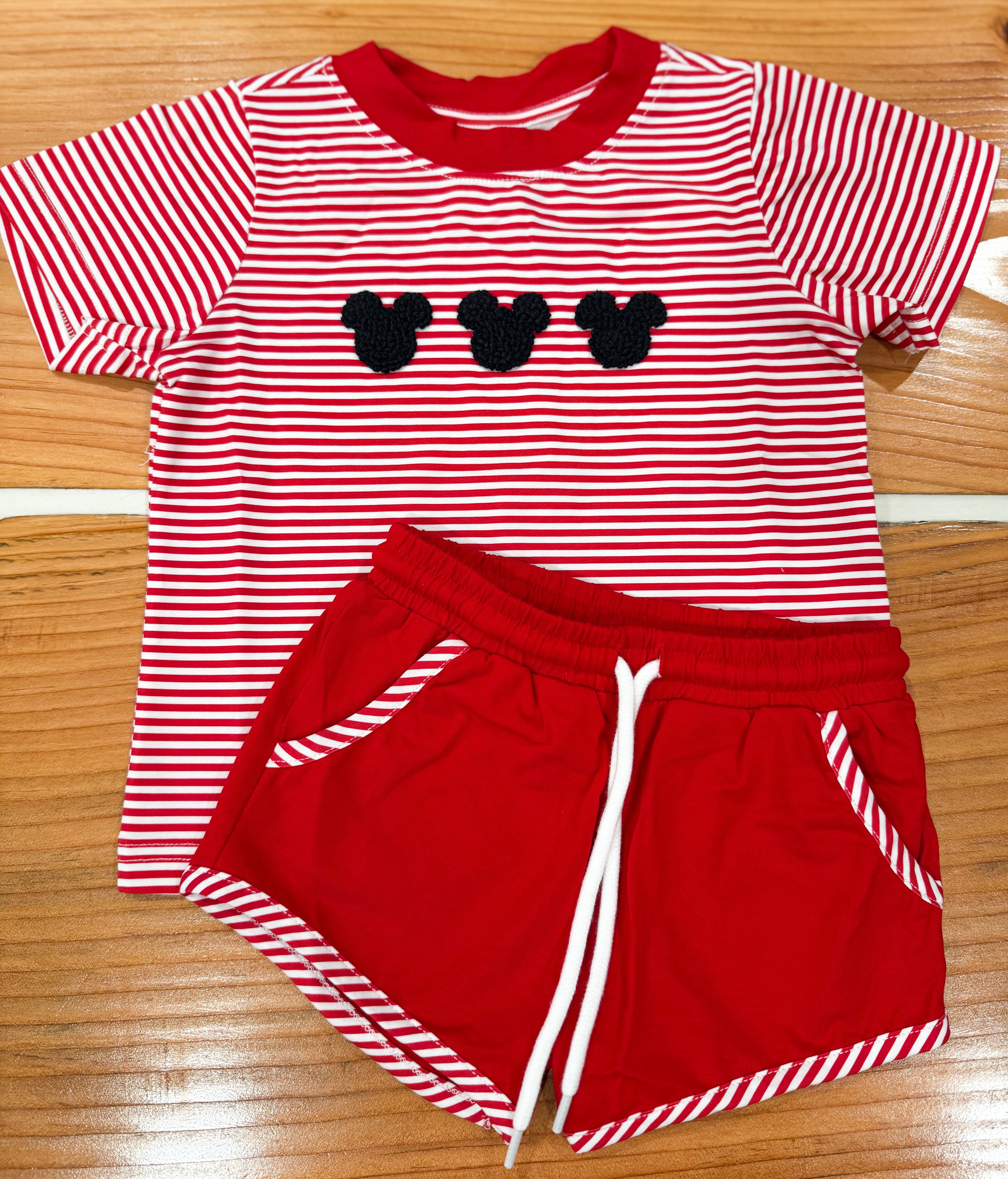 Boys French Knot Mouse Short Set