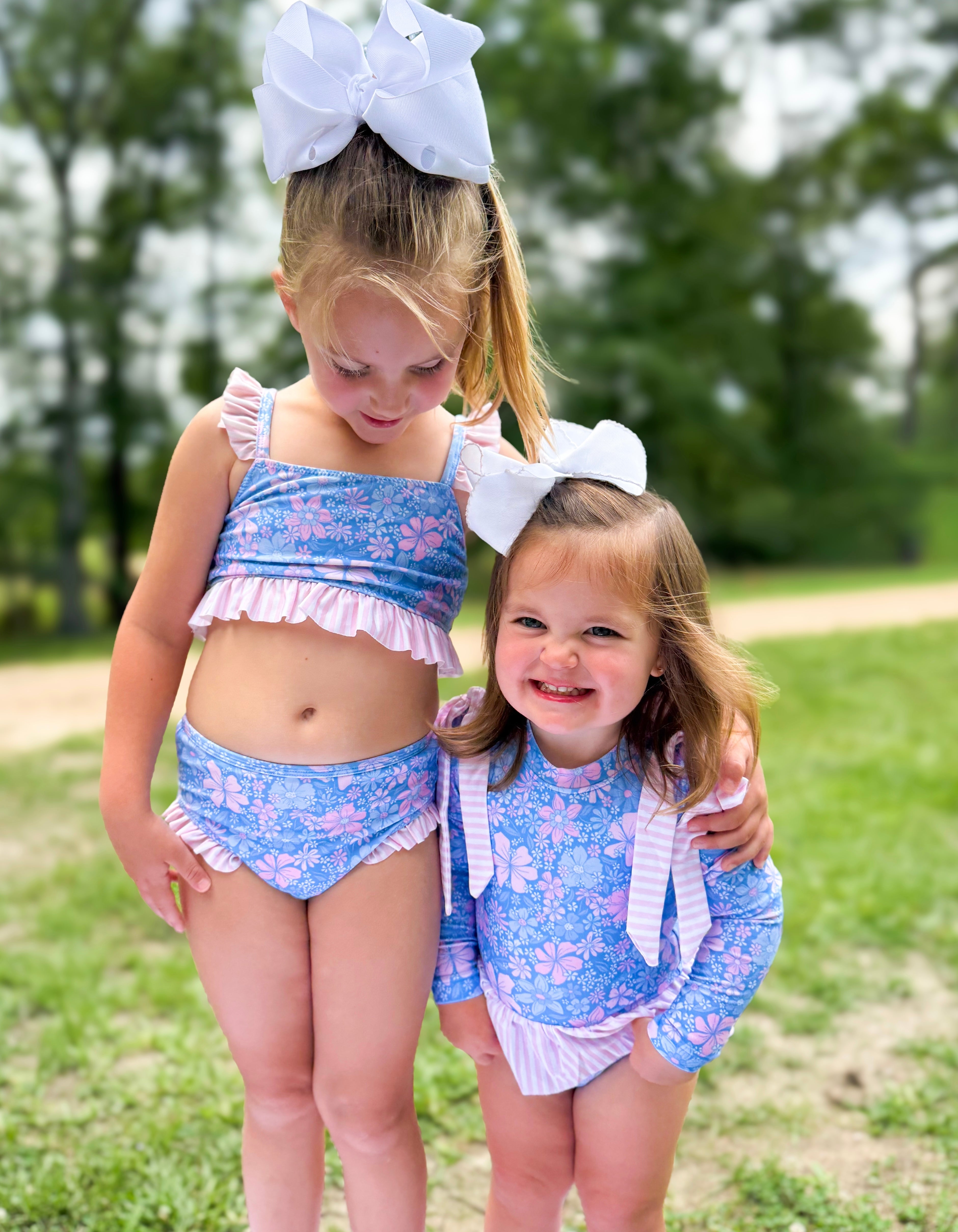Girls Blooming Blues Two-Piece Swimsuit
