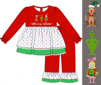 Girls You’re a Mean One French Knot Ruffle Pants Set