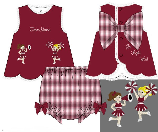 Girls French Knot Go, Fight, Win Bloomer Set