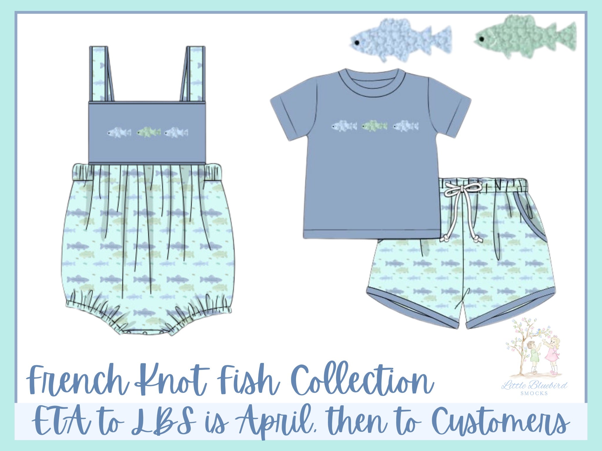 PRE ORDER Boys French Knot Fish Short Set | ETA to LBS: APRIL