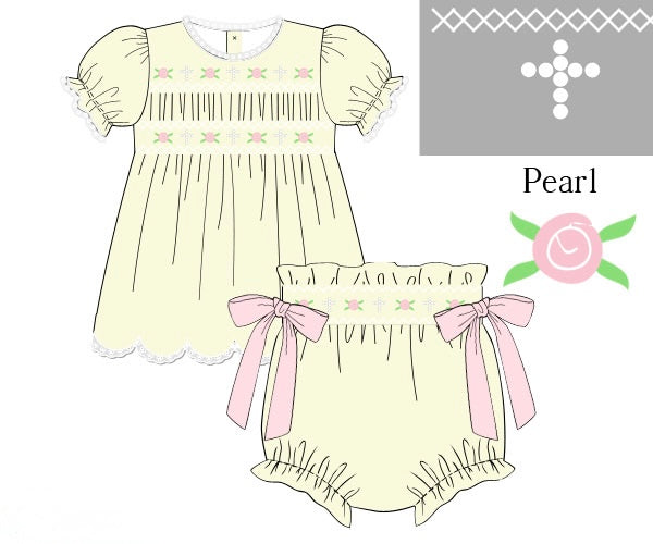 PRE ORDER Girls Smocked Sweet Grace Heirloom Bloomer Set & Dress | ETA to LBS: FEBRUARY