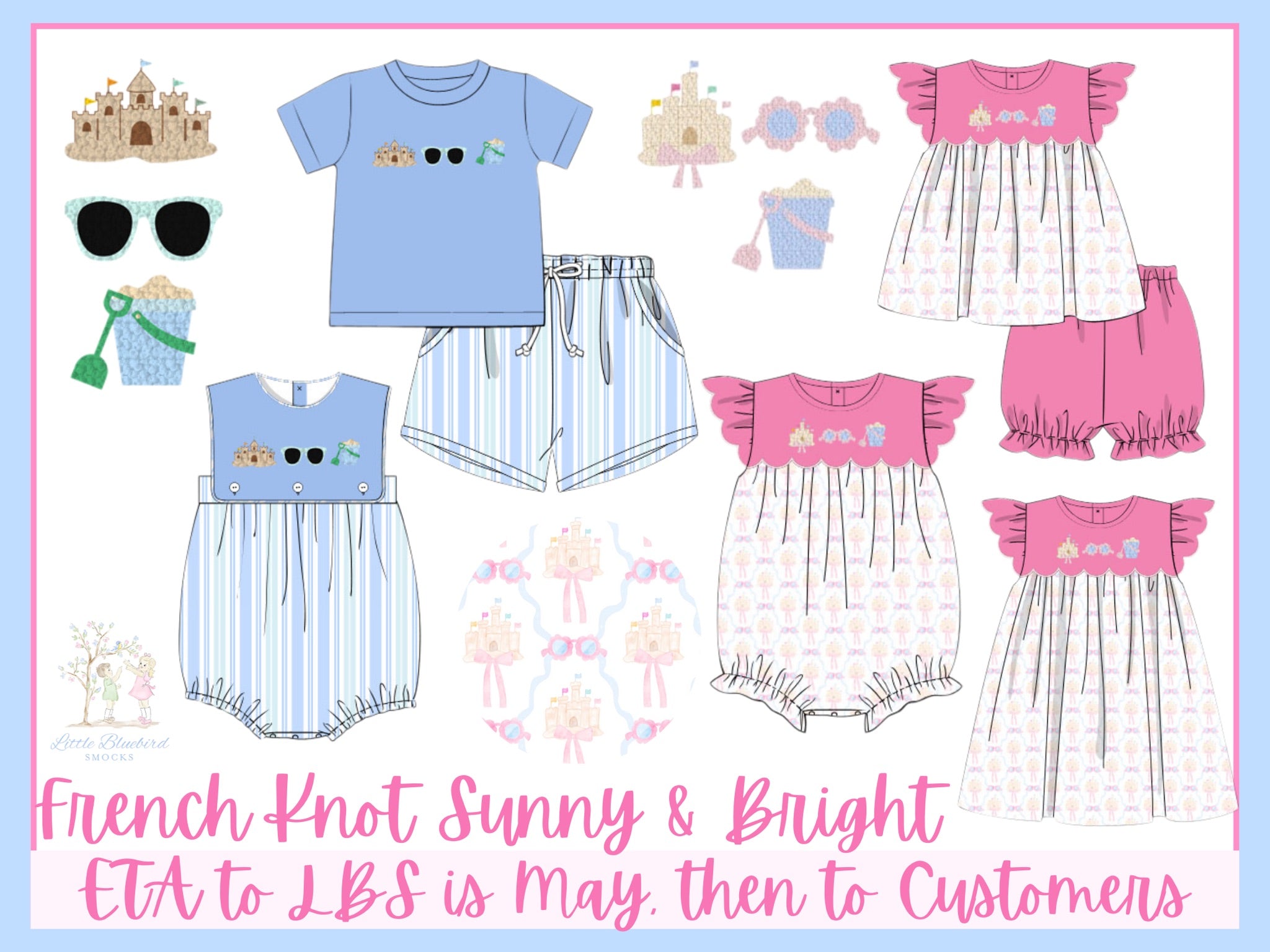 Girls French Knot Sunny & Bright Bubble Bloomer Set & Dress