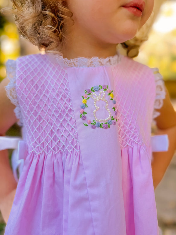 PRE ORDER Girls Hoppin Down the Pearl Bunny Trail Dress | ETA to LBS: LATE FEBRUARY