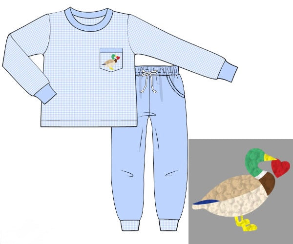 PRE ORDER Boys French Knot Valentine Mallard Jogger Set | ETA to LBS: DECEMBER