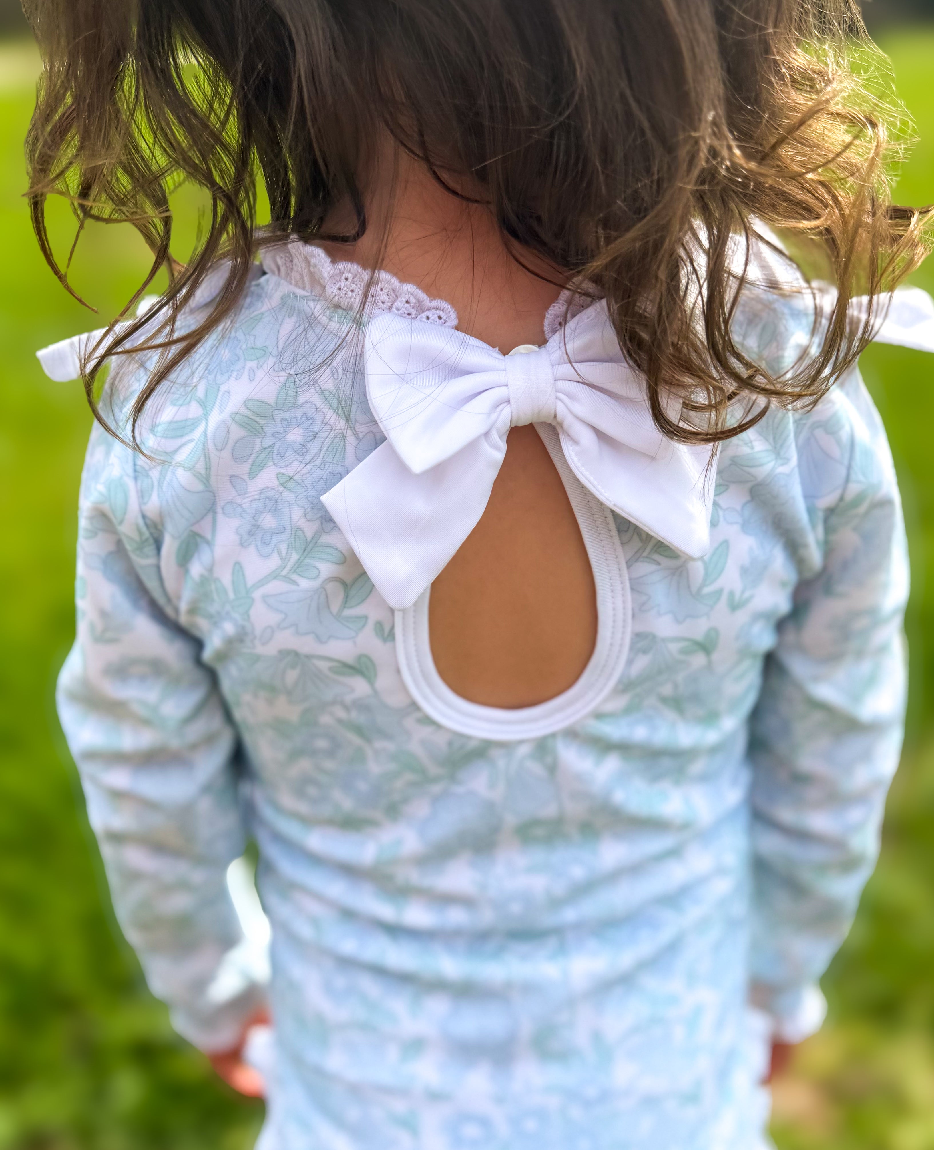 Girls Meadow Blooms Long Sleeve Rashguard Swimsuit- UPF 50+