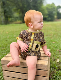 Boys French Knot Dog Bottomland Camo Bubble