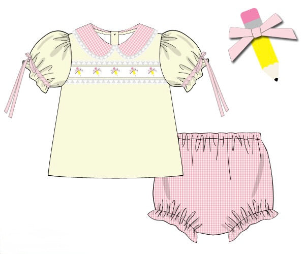 PRE ORDER Girls Embroidered First Day Finest Bloomer Set & Dress | ETA to LBS: JUNE