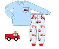 PRE ORDER Boys French Knot Here Comes the Firetruck Jogger Set | ETA to LBS: DECEMBER