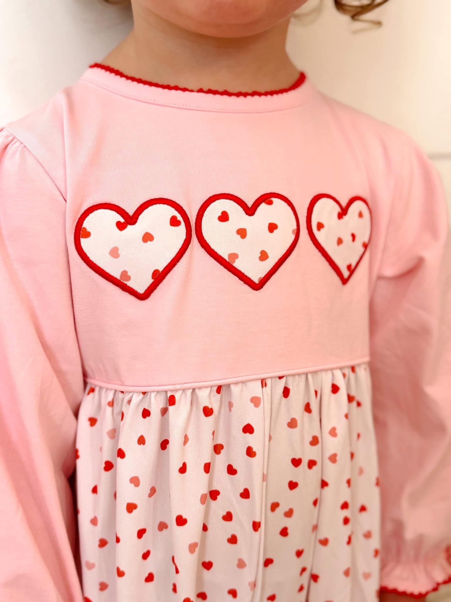 Girls Heart Appliqué Knit Long Romper