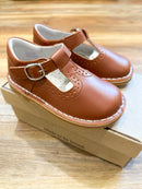 PRE ORDER Frances Cognac T-Strap Perforated Mary Jane