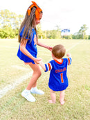 Orange and Royal Blue “Cougars” Bubble Jersey