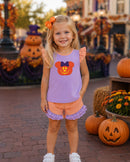 PRE ORDER Girls Appliqué Jack-o’-lantern Mouse Ruffle Short Set | ETA to LBS: SEPTEMBER