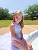 Girls Gingham Mouse Two-Piece Swimsuit