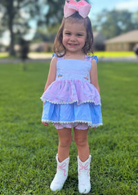 Girls French Knot “Howdy Darlin”Boot Scootin’ Cuties Bloomer Set & Dress