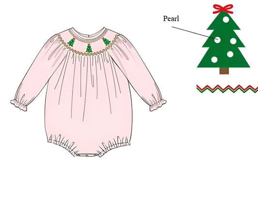 Girls Smocked Christmas Tree Bubble