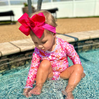 PRE ORDER Girls Tropical Long Sleeve Rashguard Swimsuit ETA: APRIL