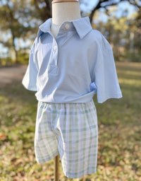 PRE ORDER Boys Blue-Green Plaid Short Set | ETA to LBS: LATE FEBRUARY